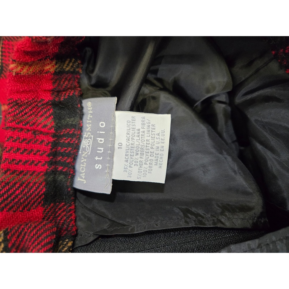 Jaclyn Smith Red Plaid Fringe Wool Blend Maxi Skirt 10 - Picture 6 of 6
